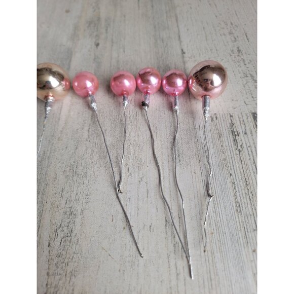 Vintage Mercury pink ball branch pick ornament glass Xmas - Picture 2 of 12
